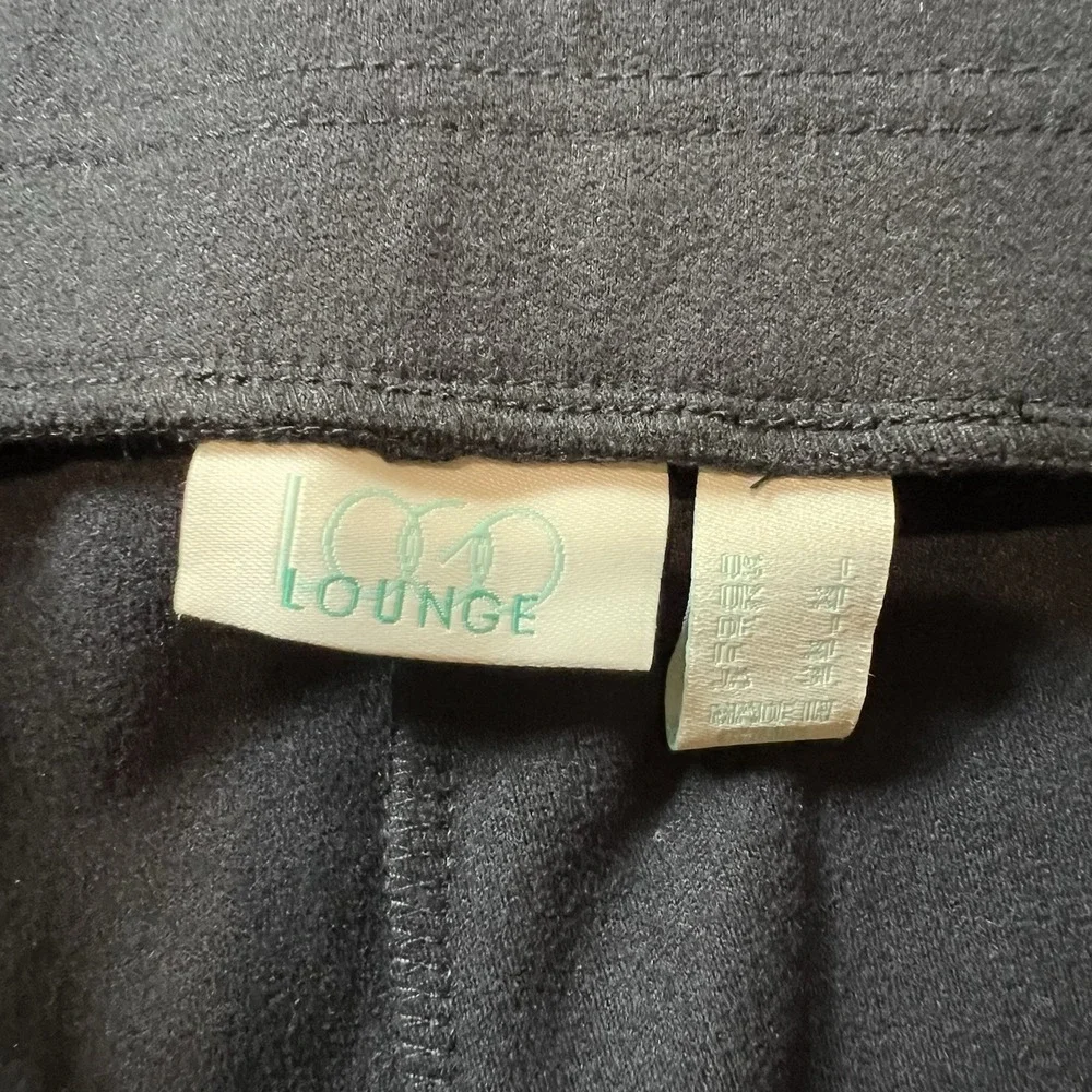 Logo Lounge Black Fleece Pull On Pants Womens Size Large Pockets Cozy Minimalist